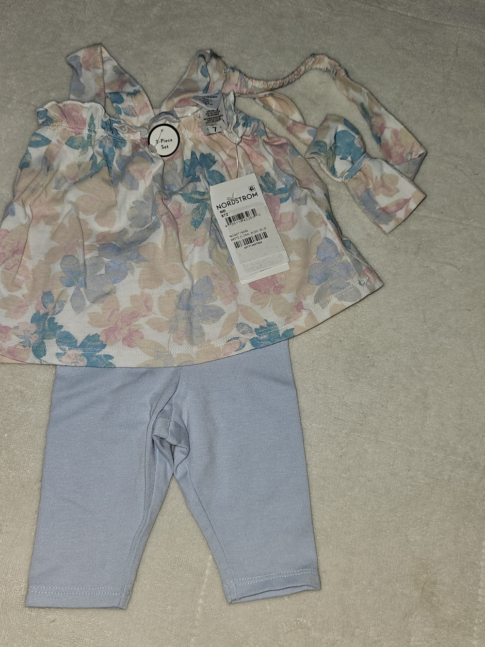 Nordstrom Baby Girls' Pastel Floral Matching Set - Pink & Blue